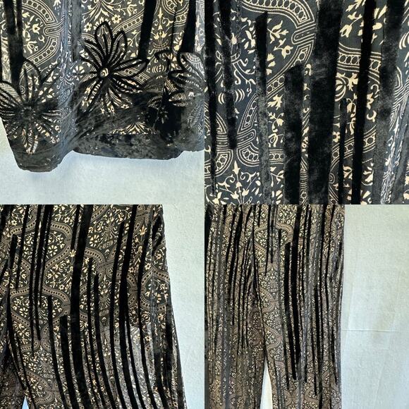 Topshop sheer pants with built in shorts velvet stripe detail size 12 goth - Picture 13 of 15